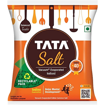 Tata Salt Vacuum Evaporated Iodised Salt, 1 kg Pouch